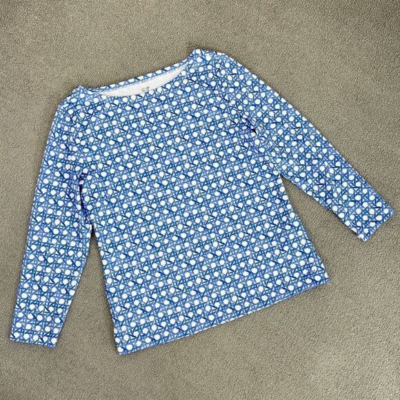 Vineyard Vines Basket Print Simple Boatneck Tee Shirt UPF50 Blue White Small - Picture 12 of 12